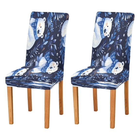BZSMCE Chairs Slipcovers Dining Chair Covers Polar Bears in Blue Scarf Creative Pattern