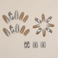 thumbnail image 3 of Fofosbeauty 24 pcs Press-on Acrylic False Nails, Nails Tips Designs 2023,Almond Autumn Flower Sandy, 3 of 8