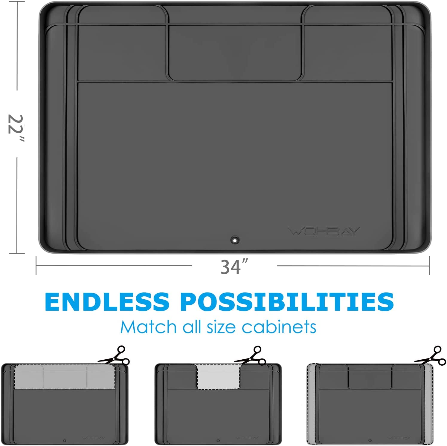 Under Sink Mats for Kitchen Waterproof, 34" X 22" Or Smaller Cut to Fit Under Sink Drip Tray for