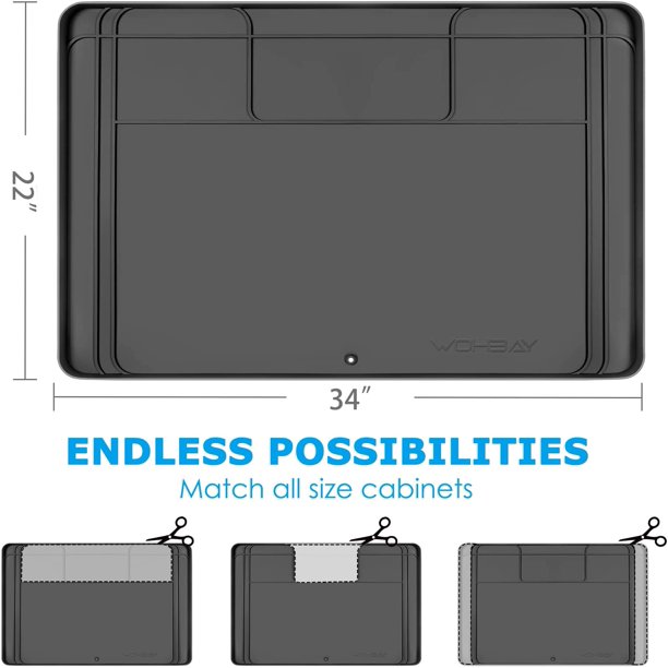 Under Sink Mats for Kitchen Waterproof, 34" X 22" Or Smaller Cut to Fit