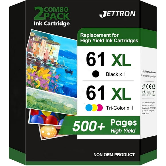 61XL Ink Cartridges for HP 61 Ink Cartridges for HP Envy 4500 5530 4502 Deskjet 3050 1000 1010 1510 OfficeJet 4630 4635 Printer (1 Black,1 Tri-Color)