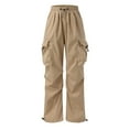 thumbnail image 5 of WTXUE Cargo Pants For Women High Waisted, Womens Trousers 2024 Cargo Pants Woman Relaxed Fit Waisted Zipper Slim Drawstring Waist Pockets, Slacks Scrub Pants Pantalones De Mujer, 5-Khaki, 5 of 9