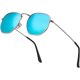 thumbnail image 1 of A pair of Silver frame ice blue hip-hop hexagonal polarized sunglasses for men and women geometric square small retro sun glasses, 1 of 2