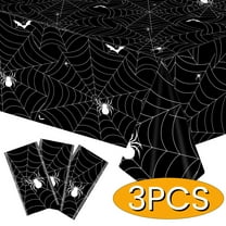 Halloween Tablecloth for Pary Decoration Rectangular disposable Plastic Spider Web Halloween Table Covers for Home Decor Halloween Party Supplies 54" x 108" Black 3Pcs