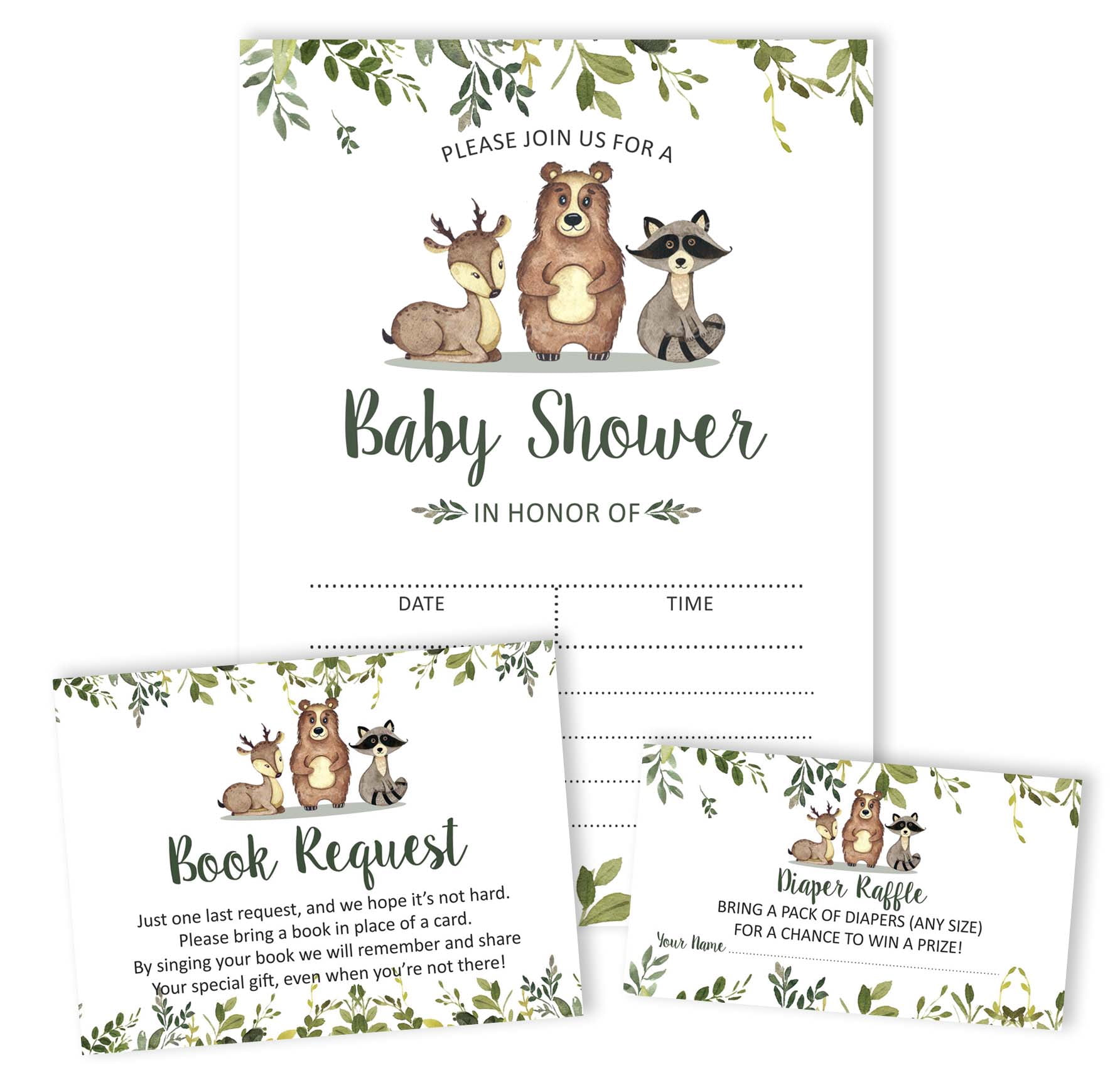 Inkdotpot Set Of 30Jungle Animals Baby Shower Invitations-Diaper Raffle Tickets And Baby Shower Book Request Cards Gender Neutral Invites Its A Boy Its A Girl