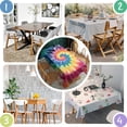 thumbnail image 4 of Colorful Rainbow Tie Dye Spiral Pattern Rectangle Tablecloth 60"x84",Waterproof Polyester Rectangle Table Cloth, Wipeable Spillproof Polyester Tablecloth for Dining, Camping, Indoor and Outdoor, 4 of 5