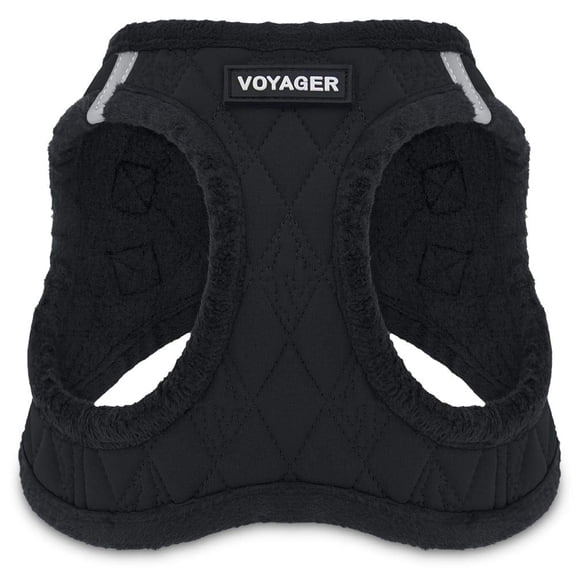 Voyager Step-In Plush Dog Harness – Soft Plush, Step In Vest Harness for Small and Medium Dogs by Best Pet Supplies - Black Plush, M (Chest: 16 - 18")