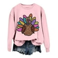 thumbnail image 2 of Oversized Thanksgiving Sweatshirts For Women Graphic Comfort Colors Hoodies Thanksgiving Turkey Printed Long Sleeve Crew Neck Loose Fit Pullover Pink M, 2 of 4