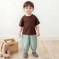 thumbnail image 5 of Avrntaa Cotton Linen Pants for Toddler Kids Casual Plaid Print Baggy Trousers Summer Long Pants 6M-5Y, 5 of 5