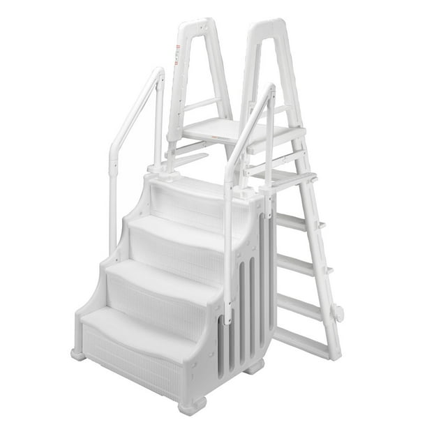 Ocean Blue Mighty Step and Outside Safety Ladder Combo for Above Ground