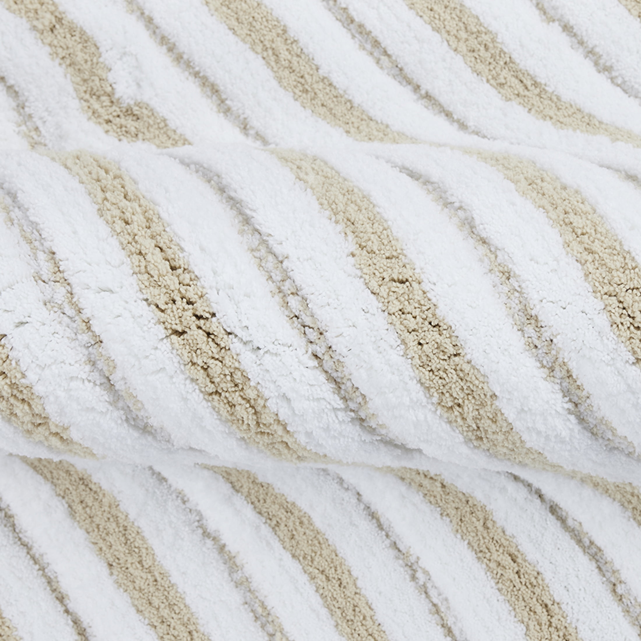 Better Homes & Gardens Signature Soft Tufted Stripe Bath Rug, Almond Biscuit & White, 20" x 34"