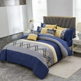 thumbnail image 3 of Davulos Blue Beds in a Bag, 6 Pieces Full Comforter Set Geometric Pattern Bedding Sets with Comforter, Flat Sheet, Fitted Sheet, 2 Pillowcases & 1 Decorative Pillowcase, 3 of 7