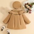 thumbnail image 5 of NAISIBABY Girls Dress Peacoat, Buttons Thermal Lined Ruffles Neck Fall Winter Mid Length Coat with Hat Khaki 3T, 5 of 9