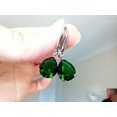 thumbnail image 3 of Genuine Natural Emerald Halo Dangle Drop Silver Earrings Silver Jewelry Gift, 3 of 3