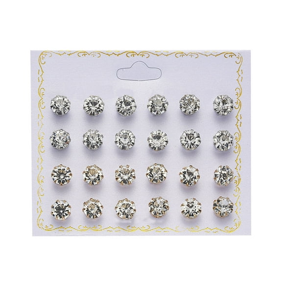 WREESH Nouvelles Boucles d'Oreilles en Zircon de Carte de Papier Tout-Match 12 Paires de Boucles d'Oreilles de Carte de Perle Femelle