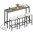 thumbnail image 1 of Gymax 4PCS Counter Height Bar Table w/Power Outlet 3 Padded Stools for Breakfast Nook, 1 of 10