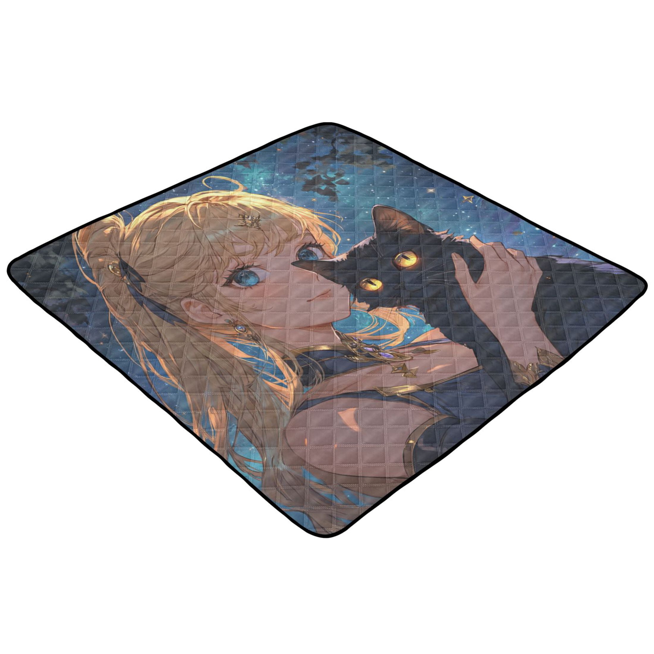 WOBOGO Blonde Hair Lass Baby Playmats Extra Large Waterproof Rollable Activity Pads for Toddlers 50×50inch