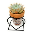 thumbnail image 2 of TJ Global Succulent Cactus Tribal-Print Terracotta Planter Pot with Iron Frame Stand Holder, Small Plant Pot with Drainage, Home Office Desk Garden Indoor Decoration (Base with Two Hearts), 2 of 6