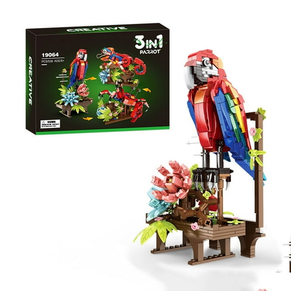 GZBrick Parrot Building Sets Compatible with Lego Flowers for Adults Girls 538PCS