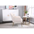 thumbnail image 3 of Lebath Modern Soft White Teddy fabric Ivory Ergonomics Accent Chair Living Room Chair Bedroom Chair Home Chair With Gold Legs And Adjustable Legs For Indoor Home, 3 of 14