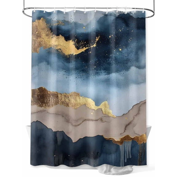 Modernism Shower Curtain Set ,Waterproof Fabric Shower Curtains Abstract Art Blue Gold Color Block Collage Art Shower Curtains for Bathroom,Bathroom Decor 60"x72"