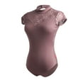 thumbnail image 3 of Daydance Brown Teen Girls Ballet Leotards Turtleneck Dance Bodysuit, A Size up, 3 of 4