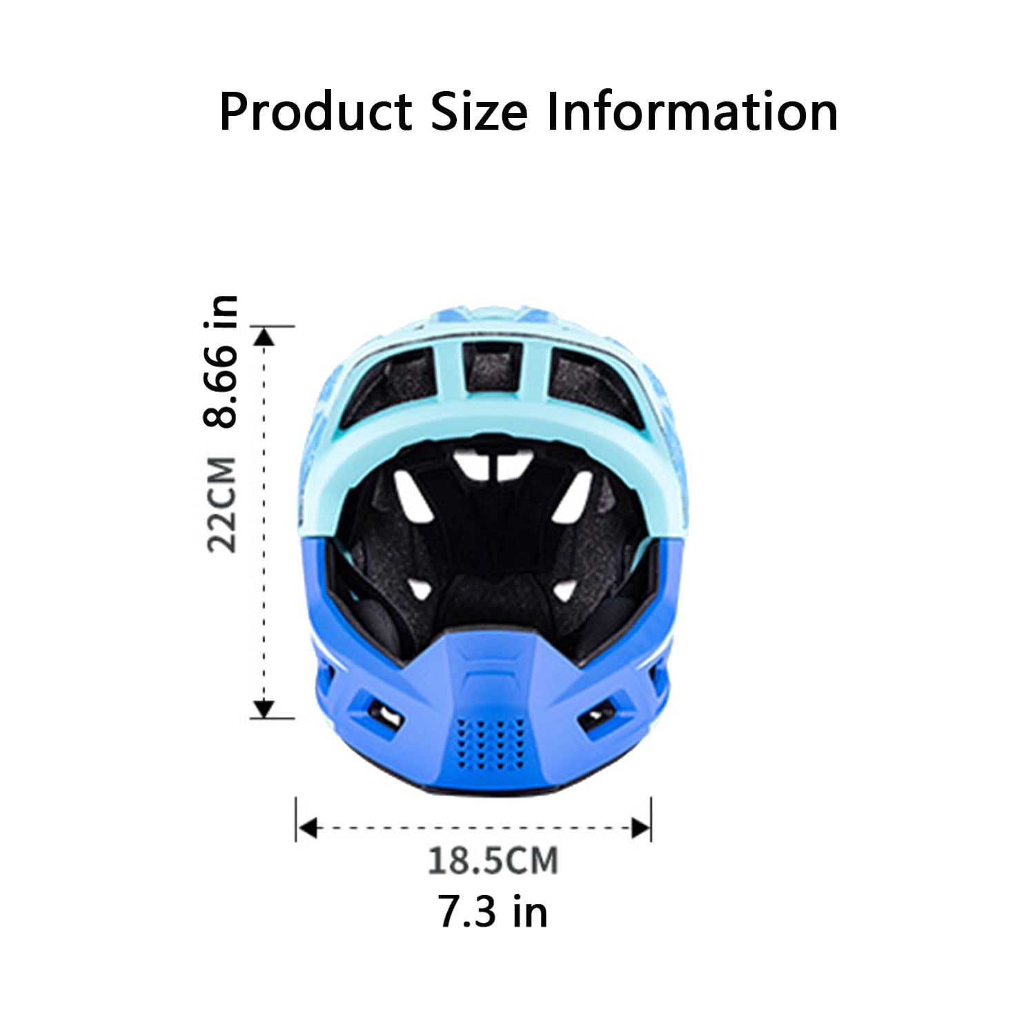 Mirov Children's Full-Face Helmet, Adjustable Toddler Helmet with Removable Chin Guard ( Blue, S 51-54CM）