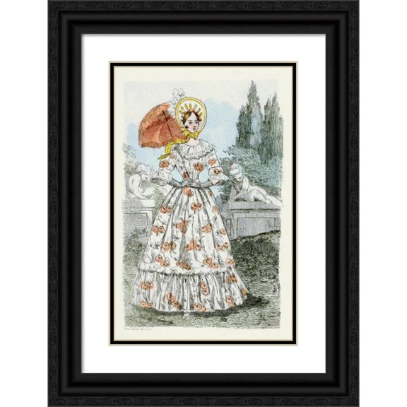 Henri Boutet 17x24 Black Ornate Framed Double Matted Museum Art Print Titled: 1945 Nineteenth Century Female Modes (1908)