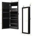 thumbnail image 2 of LED Jewelry Cabinet Wall Mounted Door Hanging, Lockable Jewelry Armoire with 47.2'' Full Length Mirror, Lipstick Brush Holders, Jewelry Storage Organizer for Home, Apartment, Dorm (Black), 2 of 5