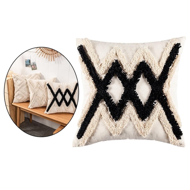 Funda de almohada decorativa Boho Tufted Throw Pillow Case for Couch Sofa Funda de almohada bohemia Decoración pa pa sofá Cojines de asiento C perfecl Fundas de almohada