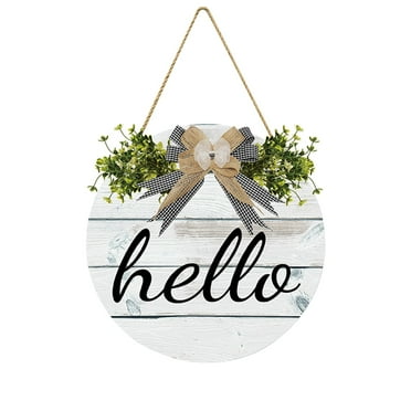 LYCAQL 11.8 inch Welcome sign for front door Round Wood Sign Hanging Welcome Sign for Farmhouse porch Spring Welcome Sign Front Door Decoration