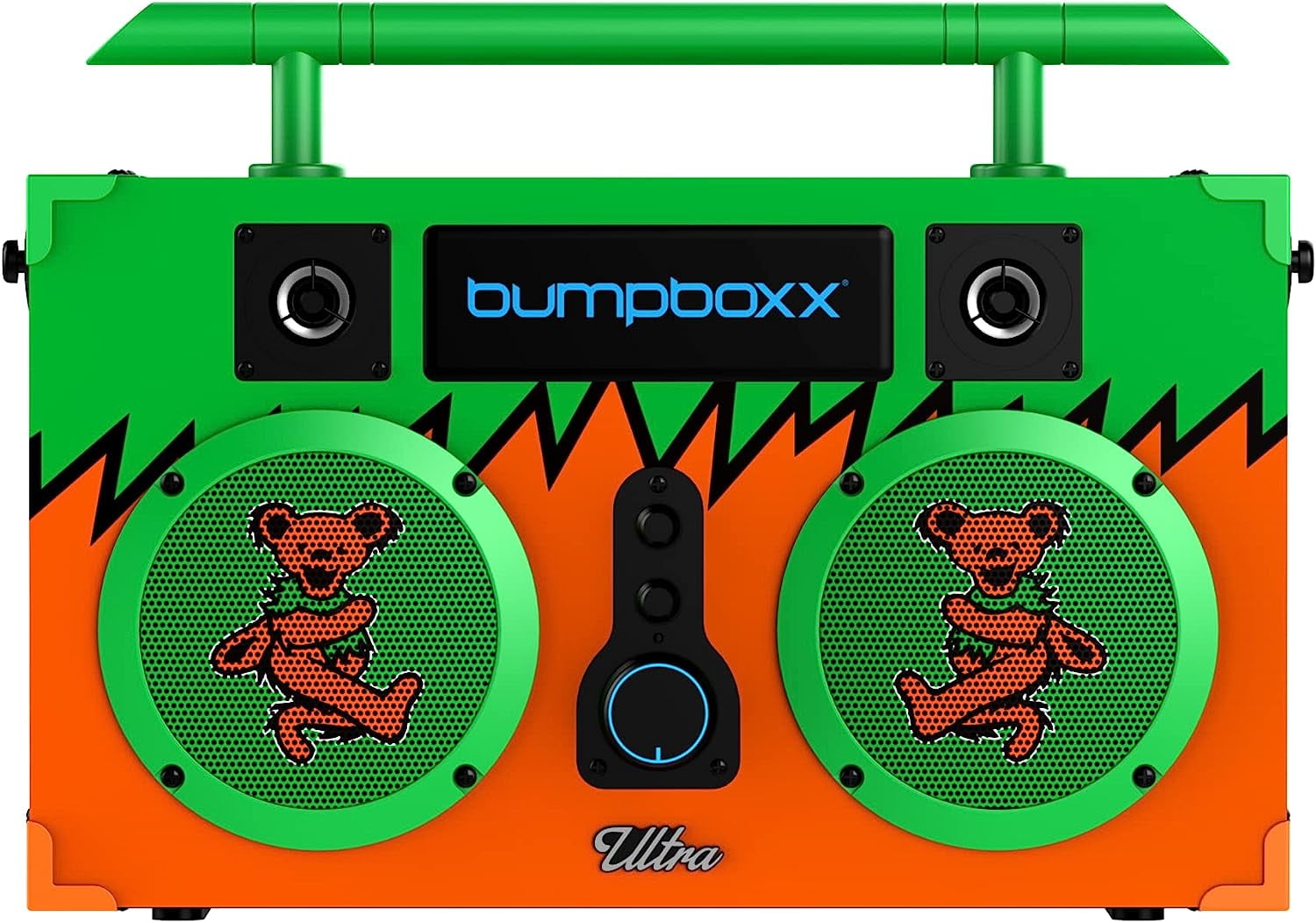 Bumpboxx Ultra Grateful Dead: Yellow ＆ Blue | Retro Boombox with Bluetooth Speaker | Includes Rechargeable Lithium Battery, Carrying Strap 並行輸入品 Bumpboxx Ultra Grateful Dead: Pink \u0026 Blue | Retro Boombox with