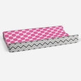 thumbnail image 4 of Bacati - Ikat Dots Chevron Fuchsia Gray Quilted Muslin Changing Pad Cover, 4 of 10