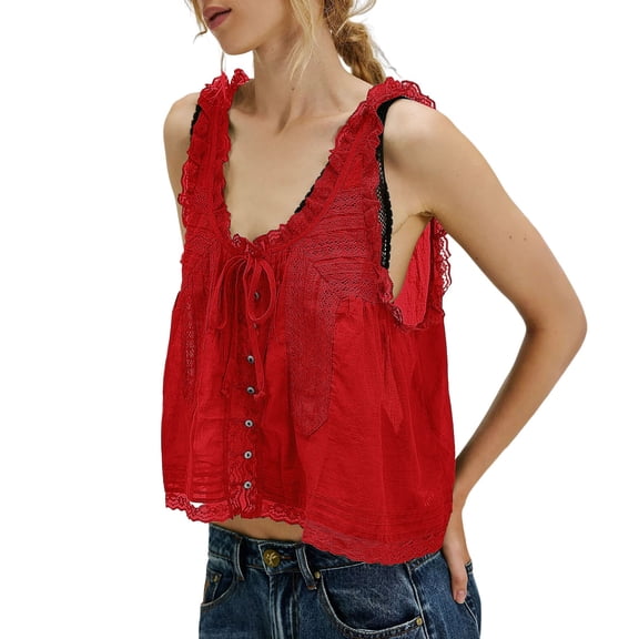 Women's Cami Tank Tops Ribbed Sleeveless Vest for Women Slim Fit Layering Basics Casual Wear Red Women Blending Shirts Women's Casual Vest Top(S)