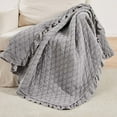 thumbnail image 2 of Levtex - Grey Stonewash - Quilted Throw - 50x60in. - Grey with Frayed Ruffle - Reversible Pattern - Cotton Fabric, 2 of 4