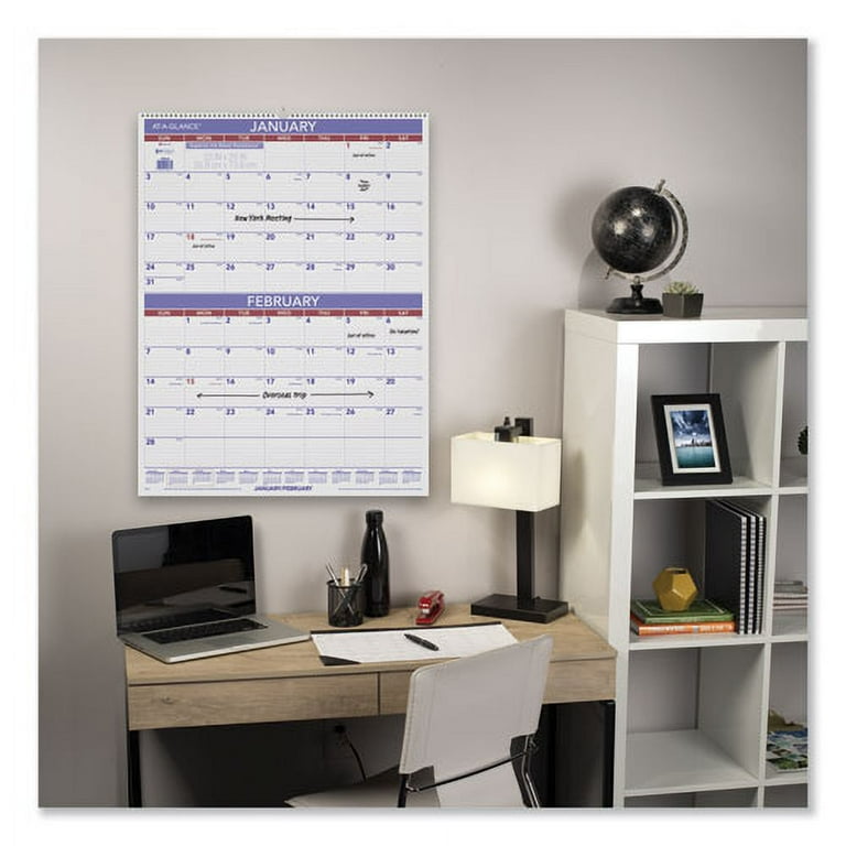 Two-Month Wall Calendar, 22 x 29, White/Blue/Red Sheets, 12-Month (Jan to Dec): 2024 Two-Month Wall Calendar, 22 x 29, White/Blue/Red Sheets, 12-Month (Jan to Dec): 2024