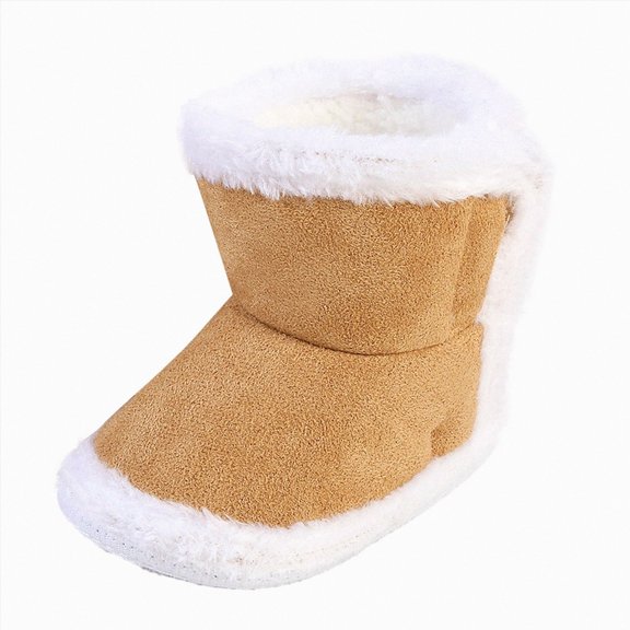NOLDARES Home Warm Shoes Socks Baby Girls and Boys Warm Shoes Soft Booties Soft Comfortable Boots Infant Toddler Snow Boots(Khaki,5)