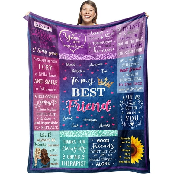 Best Friend Blanket - Best Friend Birthday Gifts for Women -Gifts for Best Friends Women - Bestie Birthday Gifts for Women Friendship Throw 40"X50" -Friendship Gifts for Women Friends