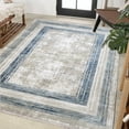 thumbnail image 2 of Blue Geometric Area Rugs for Living Room Washable Rugs Boho Moroccan Area Rug Soft Neutral Geometric Bohemian Carpet Distressed Indoor Rug for Bedroom Dining Room Office Foldable Nonslip Rug, 2 of 9