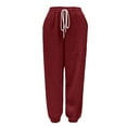 thumbnail image 5 of Bibifish Womens Pants High Waist Cozy Flannel Joggers Pants Casual Drawstring Elastic Oversized Fit Workout And Loungewear Trousers, 5 of 6