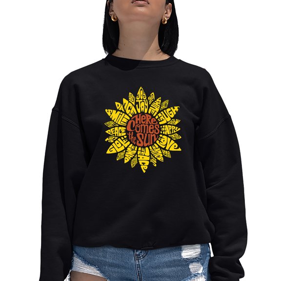 Women's Word Art Crewneck Sweatshirt - Sunflower