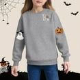 thumbnail image 5 of IUYRTFE Girls Halloween Fashion Print Pullover Sweatshirt Kids Casual Warm Long Sleeve Top Toddler Cozy Fall Winter Outfit Playdate Holiday Party Apparel(Gray,6 Years), 5 of 6