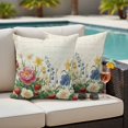 thumbnail image 5 of Watercolor Flowers Strawberry Pillow Covers 2 Pack Yellow Blue Floral Plant Pillowcase Waterproof Outdoor Throw Pillow Cover for Patio Garden Square Cushion 24”x24”, 5 of 9