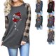 thumbnail image 2 of Women Long Sleeve Sweatshirt, Christmas Hat And Red Wine Glass Pattern Print Round Neck Comfortable Women Long Sleeve Shirt Plaid Sleeves For Date For Work, 2 of 6
