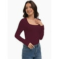 thumbnail image 5 of Womens Square Neck T Shirts Long Sleeve Tops Fitted Tees, 5 of 6