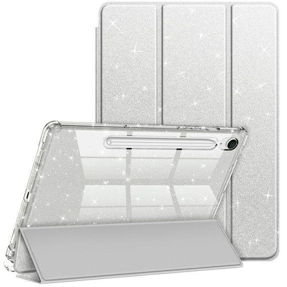 Fintie Slim Case for Samsung Galaxy Tab S10 Lite/ S10 FE/ S9 FE 5G 10.9 Inch/Tab S9 11 Inch with S Pen Holder, Glittering Sparkly Shockproof Cover with Shiny Clear Back Shell, Auto Wake/Sleep