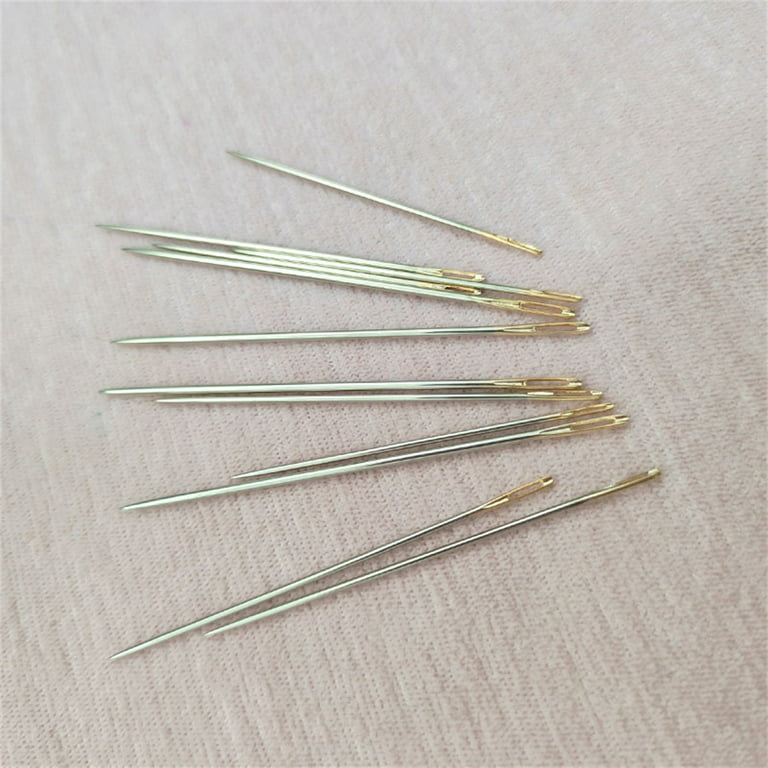 66 Pcs Golden Sewing Needles Self Threading Needles Hand Needles Stitching  Pins Embroidery Hand Sewing Tools 