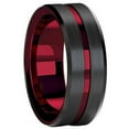 thumbnail image 3 of Sinister Rocker Ring Black Red Genderless Stainless Steel Gothic Vampire Band, 3 of 5