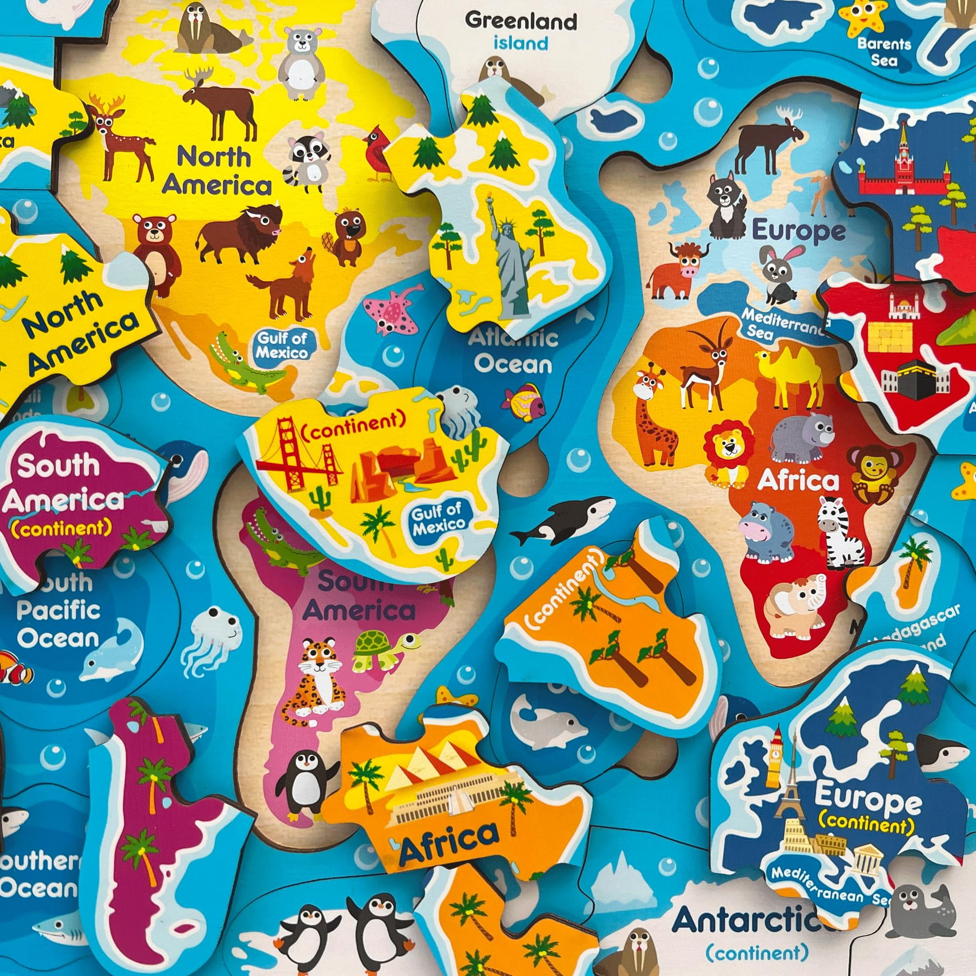 Quokka Educational Wooden Jigsaw Puzzles for Kids Ages 3-6 - World, Space & USA