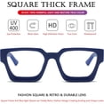 thumbnail image 3 of Square Thick Frame Glasses for Women Men Fashion Blue Light Glasses Trendy Chic Computer Eyeglasses (Blue), 3 of 11